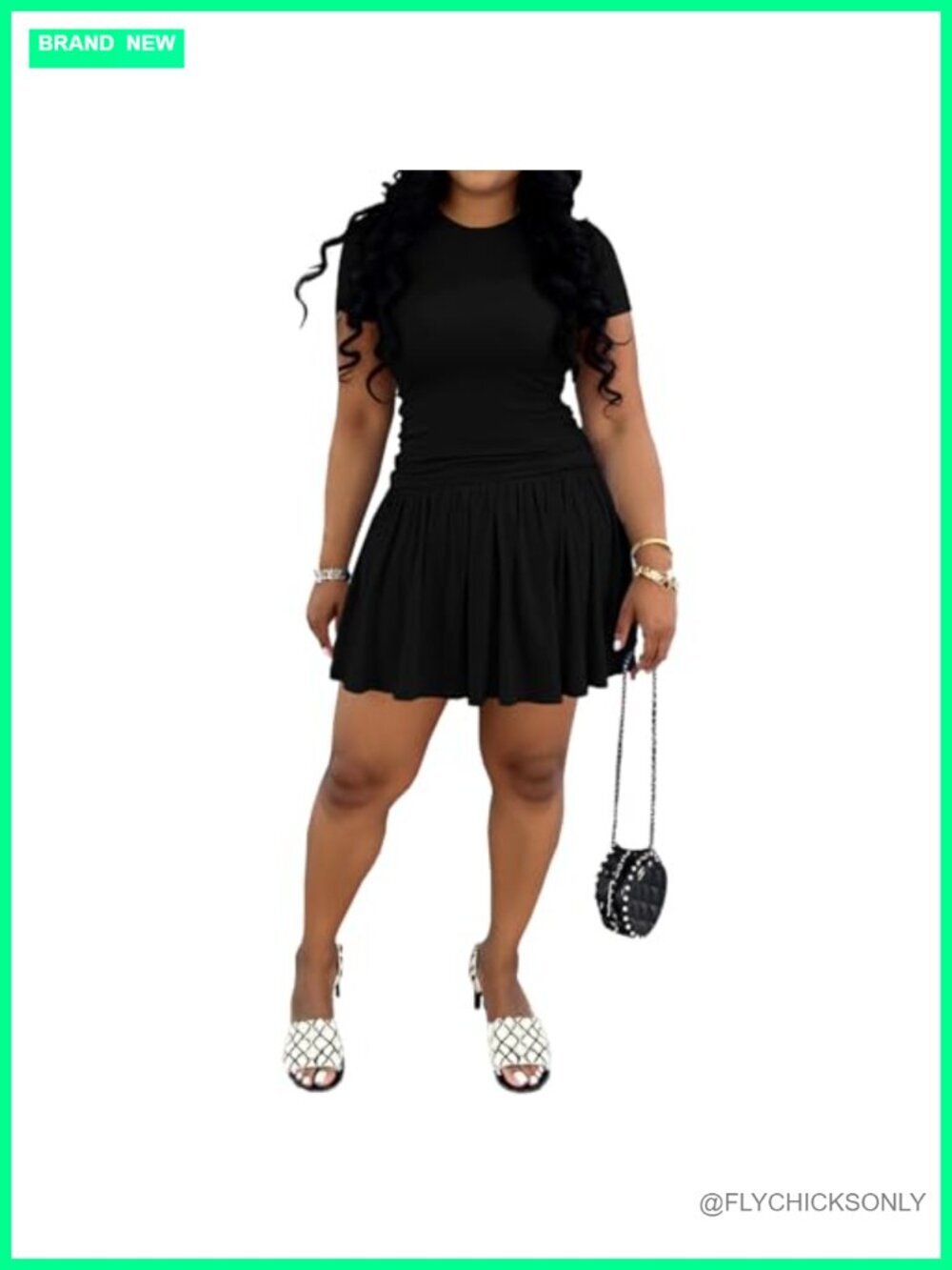 2 Piece Skirt Sets Short Sleeve Slim Fit Top Pleated Skirt Casual Loungewear